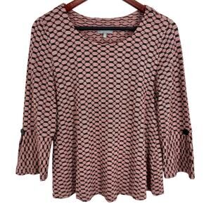 Habitat Sz XS Brown/Black Super Stretchy Wearable Art Blouse Shirt Top Artsy